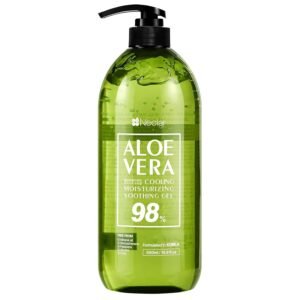 98% Pure Aloe Vera Gel for Sunburn Relief – Big 16.9 oz / 500ml – Korean After Sun Care lotion For Face, Skin and Hair – Sun Burn Moisturizer Cream (16.9 Fl oz)