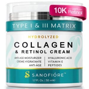 Retinol Collagen Cream For Face Anti Aging Moisturizer | Type I & III Collagen for a Firm Supple Look |10,000 ppm Retinol for Smooth, Soft & Even Skin Appearance | Women & Men,1.7 fl.oz