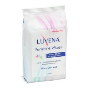 Luvena Feminine Wipes for Women – pH Balanced Feminine Care Wipes – Dermatologist Tested – Hypoallergenic, Paraben Free – Odor Control – Soft Cleansing Cloths – Cucumber Scented (25 Count, 1 Pack)