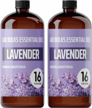 Lab Bulks Essential Oil (2-Pack) Lavender Essential Oil for Diffusers, Candles, Hair, Spray, Home – 16 oz Bulk