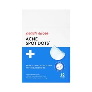 Peach Slices – Acne Spot Dots (60 ct) – Hydrocolloid Pimple Patches for Face – Absorb Gunk, Protect Picking & Support Healing – 3 Sizes (7, 10, & 12mm) – Vegan, Cruelty Free, Korean Skin Care & Beauty