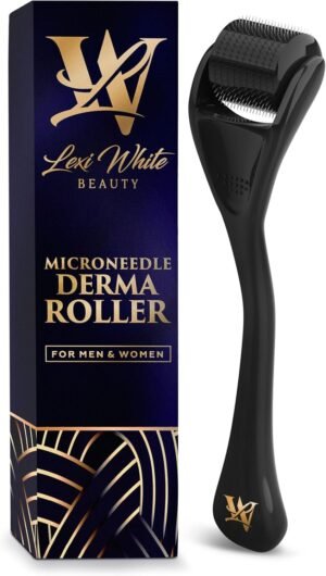Derma Roller for Skin, Hair & Beard – Women and Men Titanium Microneedling Roller for Face & Scalp, Safe & Easy to Use 0.25mm