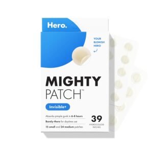 Mighty Patch™ Invisible+ Patch – Daytime Hydrocolloid Acne Pimple Patches for Covering Zits and Blemishes, Ultra Thin Spot Stickers for Face and Skin (24 Medium and 15 Small Patches)