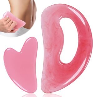FDKJEJC Body Gua Sha Tool Cellulite Guasha Tool for Body Body Massage Tools (Natural Resin) Lymphatic Drainage Tool Guasha Tool for Face，Back, Legs, Women’s Body Shaping Tools (Pink)