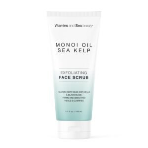 Exfoliating Face Scrub with Monoi Oil & Sea Kelp – Clarifying & Firming Facial Exfoliator with Natural Pumice – Vegan, Paraben-Free, 5.1 fl oz