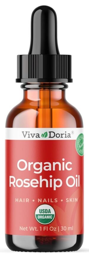Viva Doria Organic Rosehip Seed Oil, 30 ml (1 Fl Oz) | 100% Pure & Natural | USDA Organic | Cold-Pressed & Unrefined Carrier Oil for Face, Skin & Nails
