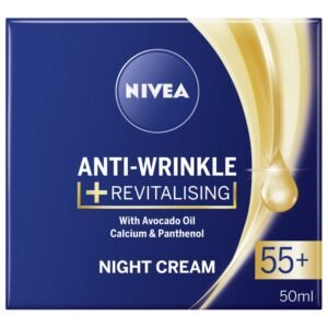 NIVEA Anti-Wrinkle Restorative Night Cream 55+ – Rich Regenerating Moisturizer with Avocado Oil, Calcium & Panthenol, 50 ml Mature Skin Care for Overnight Renewal