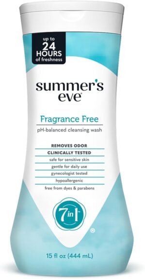 Summer’s Eve Fragrance Free All-Over Feminine Wash, Gentle pH-Balanced Body Wash for Women, Removes Vaginal Odor, 15 Fl Oz