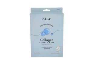 Cala Collagen Essence Facial Sheet Masks, 5 Pack – Ultra-Thin Hydrating Face Mask Sheets with Tea Tree + Herbal Extracts, Hyaluronic Acid, For Dry/Dull Skin, 5-Min No-Rinse