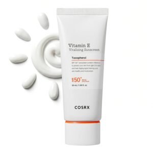 COSRX Vitamin E Sunscreen for Oily Skin SPF 50, Natural Glow Face Sunscreen, Lightweight, Non-Sticky, No White Cast, Hydrating, Beach Essentials, Summer Travel Essentials, Korean Skincare,1.69 fl oz