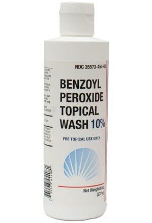Benzoyl peroxide topical wash 10%