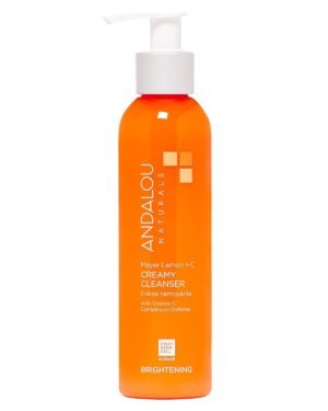 Andalou Naturals Brightening Meyer Lemon + Vitamin C Creamy Cleanser | Gentle Face Wash to Even Tone & Boost Glow | Aloe Vera & Natural Ingredients | For Dull Skin | 6 oz