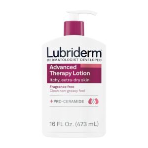 Lubriderm Advanced Therapy Fragrance Free Moisturizing Hand & Body Lotion + Pro-Ceramide, Intense Hydration for Itchy, Extra Dry, & Sensitive Skin, Non-Greasy, Hypoallergenic, 16 fl. oz