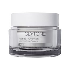 Glytone Peptide+ Overnight Restorative Cream | Age Defying Night Moisturizer for Face Hydrates, Plumps & Improve Wrinkles | Night Cream for Women Visibly Firms Skin | Fragrance-Free – 1.7 oz.