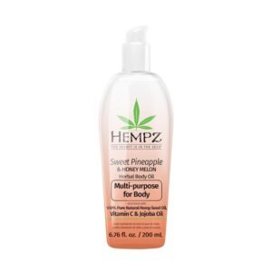 Hempz Sweet Pineapple & Honey Melon Herbal Hydrating Multi-Purpose Body Oil for Body – Moisturizing Bath, Shower, or Shaving Oil for Dry or Sensitive Skin for Women & Men, 6.76 Oz