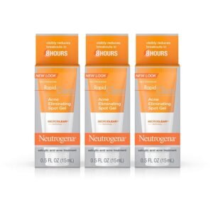 Neutrogena Rapid Clear Acne Eliminating Spot ment Gel with Witch Hazel and Salicylic Acid Acne Medicine for Acne-Prone Skin, 0.5 fl. oz (Pack of 3)