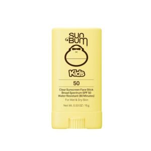 Sun Bum Kids SPF 50 Clear Face Stick Sunscreen – Wet or Dry Skin Application Broad Spectrum Sunscreen with Vitamin E – Hawaii Act 104 Compliant (Without Octinoxate & Oxybenzone) – Travel Size 0.53 oz