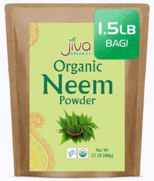 Jiva Organics Organic Neem Leaf Powder 1.5 Pound Bulk Bag – Azadirachta Indica – Pure & Natural Ayurvedic Herb – Neem Powder for Eating, Skin, Gums, and More!