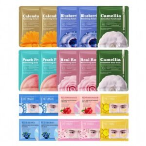 [20 Pack] Sheet Face Masks Skincare *10+ Under Eye Patches *10, Hydrating Face Masks Suitable for Dry Skin, Bulk Facial Mask Set for Women Skin Care, Face Mask Gifts Set for Face Spa