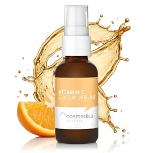 Cosmedica Vitamin C Serum for Face with Hyaluronic Acid & Vitamin E – Brightening Anti-Aging Serum for Dark Spots, Fine Lines & Wrinkles, Lightweight Collagen Booster, 1 fl oz