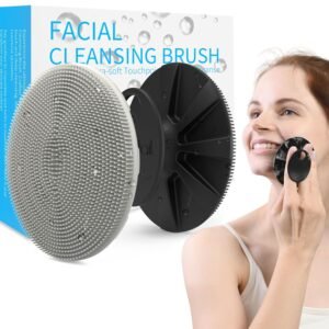 BEAUTAIL Silicone Face Scrubber 2 Pack, Manual Facial Cleansing Brush, Gentle Face Exfoliator for Sensitive Skin, Skin Care Exfoliating Face Brush for Men and Women, Black+Starlight