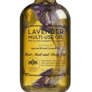 BEAUTE DE PROVENCE Lavender Multi-Use Oil for Face, Body and Hair – Organic Blend of Apricot, Vitamin E, Fractionated Coconut and Sweet Almond Oil Moisturizer for Dry Skin, Scalp and Nails – 4 Fl Oz