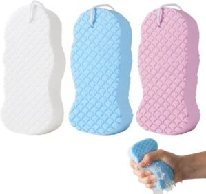 3 Packs Exfoliating Bath Sponge Remover Dead Skin, Magic Exfoliating Body Scrubber for Sensitive Skin, Gentle Exfoliation for Pregnant Women and Kids