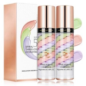 2pcs Pore Primer, Color Correcting Facial Serum, Face Makeup Primer Base,Isolation Cream,Invisible Pore,Oil Control, Brightening Moisturizing Essence Concealer Foundation