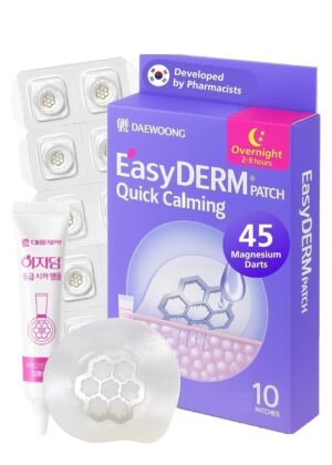 EasyDerm Quick Calming Magnesium Pimple Patches – Acne Spot Treatment with Tweezers & Ampoule, 10 Patches, Zit Sticker, Daewoong Pharmaceutical, Summer Season Travel Essentials