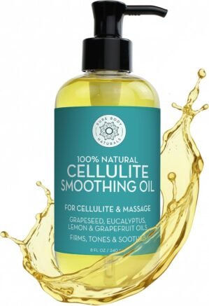 Pure Body Naturals Anti Cellulite Massage Oil, 8 fl oz | 100% Natural Cellulite Remover for Legs and Thighs | Chemical Free Firming Body Massage Oil for Women, Tightens Skin and Reduces Stretch Marks