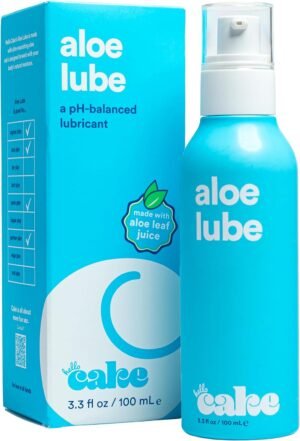 Hello Cake Aloe-Based Lube – Hypoallergenic, pH-Balanced Personal Lubricant – Hydrating, Moisturizing & Non-Sticky Glide for Men, Women, & Couples, 3.3 fl oz