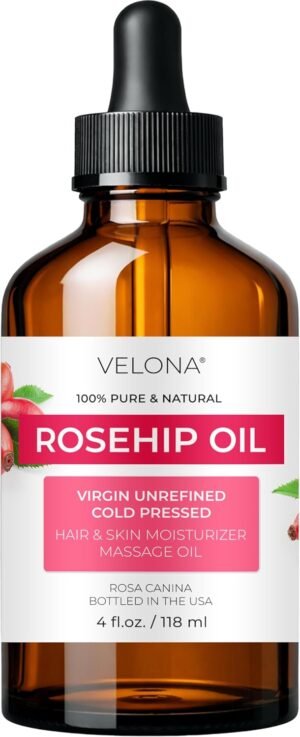 velona Rosehip Oil – 4 Fl Oz | 100% Pure and Natural Carrier Oil| Unrefined, Cold Pressed, Hexane Free | Moisturizing, Face, Hair, Body, Skin