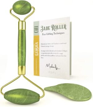 Natural Jade Roller– Gua Sha – Lymphatic Drainage Tool for Face, Neck, Body – Anti Aging Treatment – Reduces Wrinkles and Fine Lines