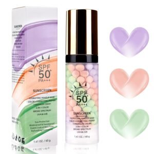 Primer For Face Before Makeup【SPF 50】【Even Skin Tone】【Oil Control】Protector Solar Para La Cara Makeup Primer Color Corrector Face Primer Tinted Sunscreen For Face，PinkGreenPurple X1