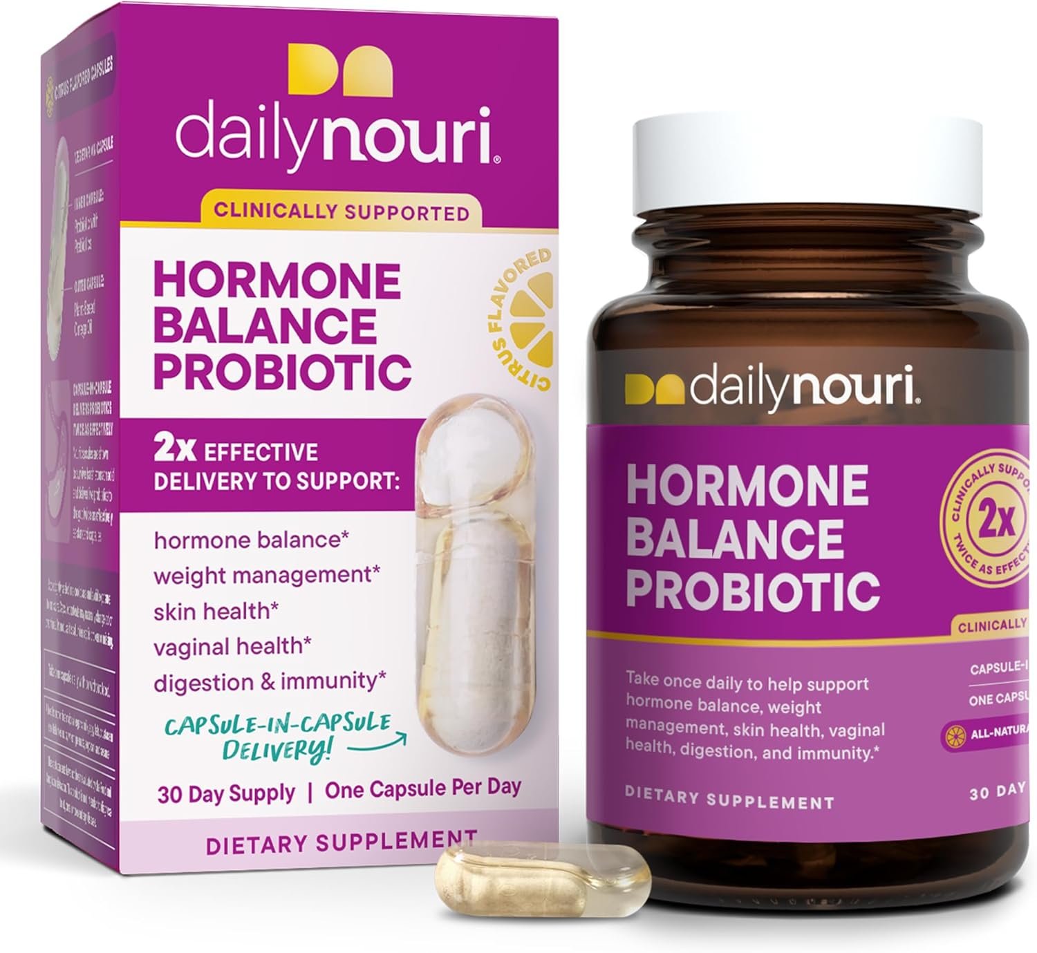 Daily Nouri Hormone Balance Probiotics for Women | Supports Healthy Estrogen Metabolism, Hormone & Cycle Health | Gut-Estrogen/Estrobolome Support | 7 Clinically Studied Strains + Plant-Based Omega