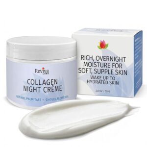 Reviva Labs Collagen Night Cream – Hydrating Face Cream for Women with Hydrolyzed Collagen and Natural Oils for Youthful, Supple Skin – Firming Moisturizer for Face & Neck Area, 2 oz