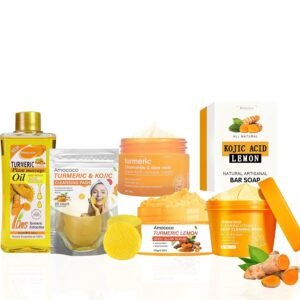 Turmeric Spa Gift Set for Women, Whole Body, Facial & Bath Gift Set, 6Pcs, Self Care, Home Spa Kit with Turmeric Oil, Mask, Soap and Face Cream