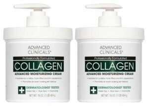 Advanced Clinicals Collagen Cream Body Lotion & Face Moisturizer W/Vitamin E | Skincare Moisturizing Collagen Lotion For Women, Men, Hand, & Neck Improves Look Of Crepey Skin & Uneven Dry Skin, 2pc