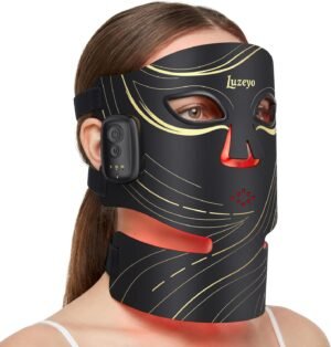 Wireless Red Light Therapy Mask for Face, Anti-Wrinkle & Acne Treatment for Full Face, Chin & Neck, 850nm Infrared Portable LED Face Mask for Home & Travel Use, Ideal Skincare Gifts for Women