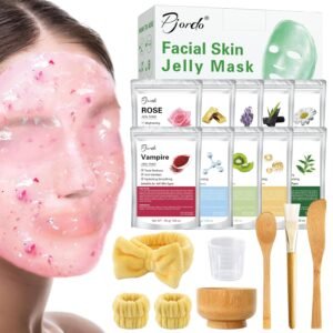 Pjordo Jelly Masks Set for Facials Professional Spa,10 Pack Jelly Mask Powder with Mixing Bowl Set, Peel Off Hydrojelly Mask for Hydrating, Nourishing & Soothing, Gifts for Women