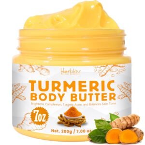 Turmeric Face Cream – All Natural Skin Brightening Lotion – Turmeric Whipped Body Butter for Dark Spots, Hyperpigmentation – Turmeric Skincare Cleanses, Fights Acne, Evens Tone, Scars, Sun Damage