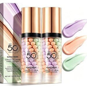 2PCS 3 In 1 Primer for Face Before Makeup, One Step Color Corrector Face Makeup Primer, Tinted Moisturizer with SPF, Tinted Sunscreen for Face, SPF 50, Oil Control, Even Skin, Natural Finish (Set A)