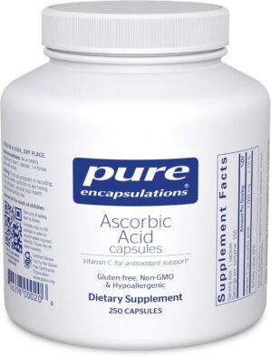Pure Encapsulations Ascorbic Acid Capsules – 1,000 mg Vitamin C – Antioxidant & Immune Support* – High-Potency Vitamin C – Vegan & Non-GMO – 250 Capsules