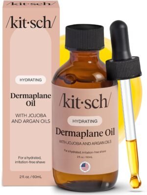 Kitsch Dermaplane Face Oil with Jojoba & Argan Oil – Hydrating Facial Formula for Dermaplaning Tool, Gua Sha & Razor Use – Irritation-Free Shave Oil for Soft, Radiant Skin – 2oz