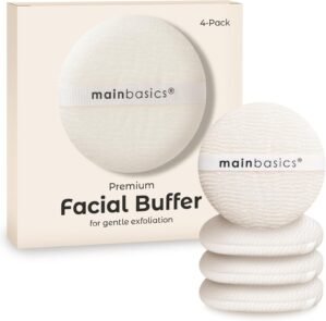 MainBasics Face Scrubber Exfoliator Pads (4-Pack) – Exfoliating Facial Cleansing Buffing Sponge