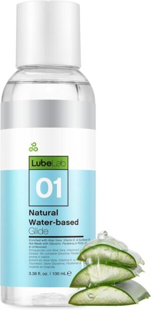 Waterbased Lube 3.38 Fl Oz. Personal Lubricant w/Aloe & Vitamin E, Portable, Hypoallergenic, Free of Paraben&Glycerin&PEGs, PH-Balanced, Natural Smooth Slippery Glide Gel for Couples, Men, Women