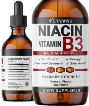 The Healthy Life 4 ME Vitamin B3 Niacinamide Liquid | 20mg Serving 60 Days Supply | Vitamin B Liquid Drops | 2oz Clear
