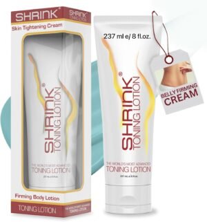 Shrink Toning Lotion – Heat Activated Cellulite Cream and Firming Body Lotion for Women and Men – Body Cream for Stomach, Tummy, and Body – with Caffeine, Vitamin E, Skin Tightening Body Cream (8oz)