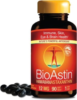 Nutrex Hawaii BioAstin Hawaiian Astaxanthin – 12mg High Potency, 90 Softgels – Antioxidant Support for Skin & Immune Health – Premium Microalgae Grown in Kona, Hawaii – Non-GMO & Gluten-Free