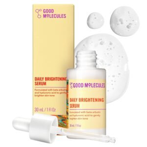Good Molecules Daily Brightening Serum with Beta Arbutin 3% & Hyaluronic Acid – Brightening Serum for Dark Spots & Uneven Tone, Face Skincare, 1 fl oz (30 ml)